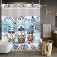 thumbnail image 3 of Ocean Gnome No Hook Shower Curtain with Snap in Liner Nautical Shell Sea Star Flag Flower Blue Wood Grain Waterproof Bathroom Shower Curtain with See Through Top Window for Bathtub 72" x 72", 3 of 9
