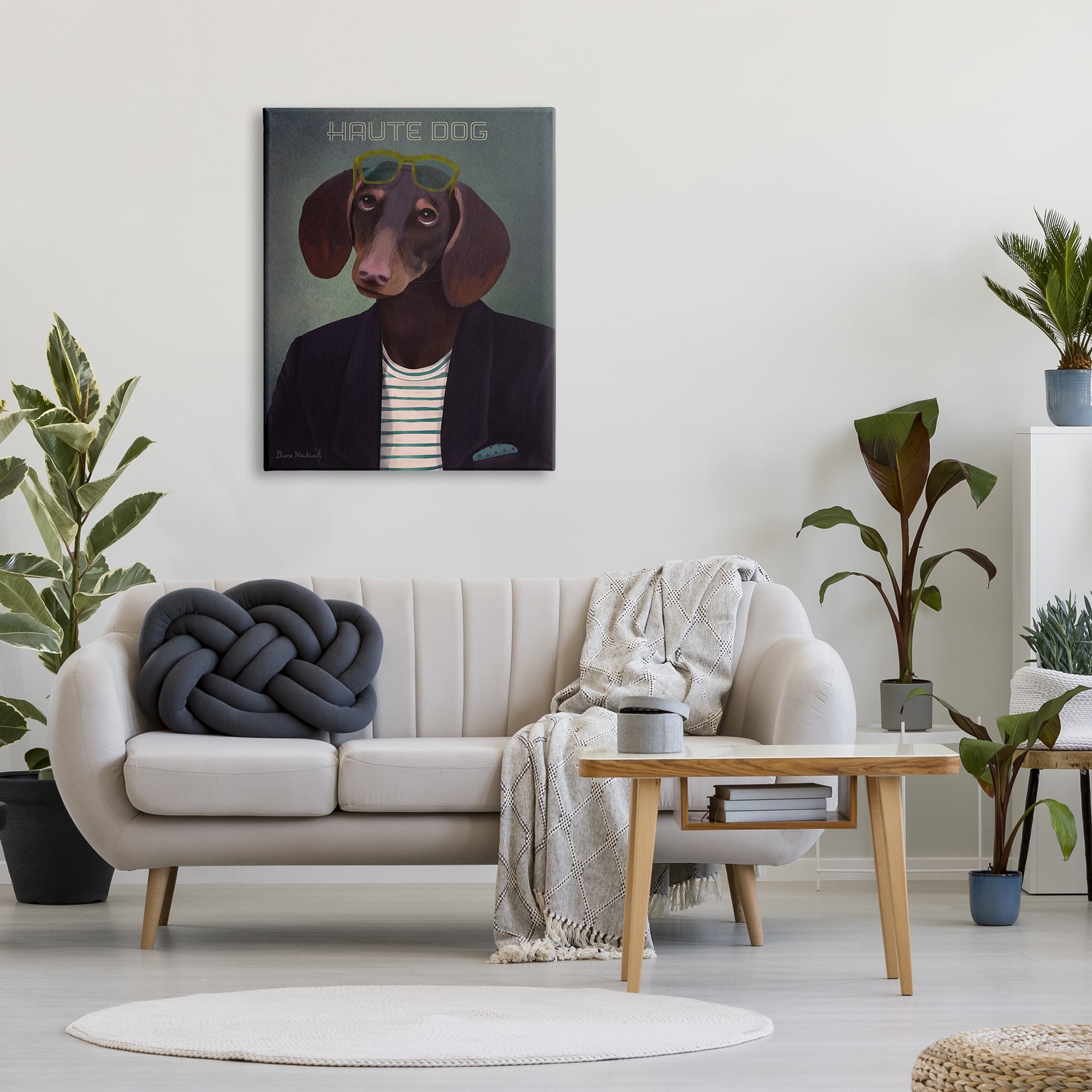 Stupell Industries Haute Dog Quirky Wearing Clothes Blazer Sunglasses Graphic Art Gallery Wrapped Canvas Print Wall Art, Design by Diane Neukirch