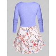 thumbnail image 2 of Talla grande de encaje con estampado floral 2 en 1 camiseta Rosegal  Mangas largas de talla grande, 2 of 5
