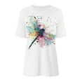 thumbnail image 4 of WXLWZYWL Womens Summer Tops Plus Size Short Sleeve Round Neck Tie Dye Shirts Colorful Butterfly Dragonfly Printing Graphic Tees Tops Casual Loose Summer T-Shirt, 4 of 4