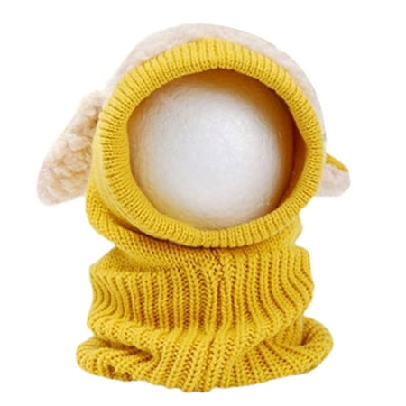 

UDIYO 6-36 Months Handmade Knitted One-Piece Hat Scarf Puppy Ear Shape Plush Decor Baby Cap Scarf for Outdoor