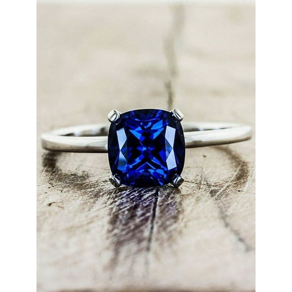 Limited Time Sale 1 carat cushion cut Sapphire Engagement Ring in 10k White Gold for Women