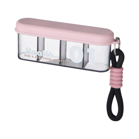 Piwvid Portable Pill Dispenser with 4 Compartments, Travel Pill Bottle Organizer with Strong Seal, Anti-Mix Design, Pill Box Case with Wide Opening, for Supplements