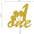thumbnail image 2 of 1st Birthday Cake Topper Gold Glitter, Number One Children Birthday Party Decoration Ideas, Sturdy Doubled Sided Glitter, Acrylic Stick. Made in USA, 2 of 4