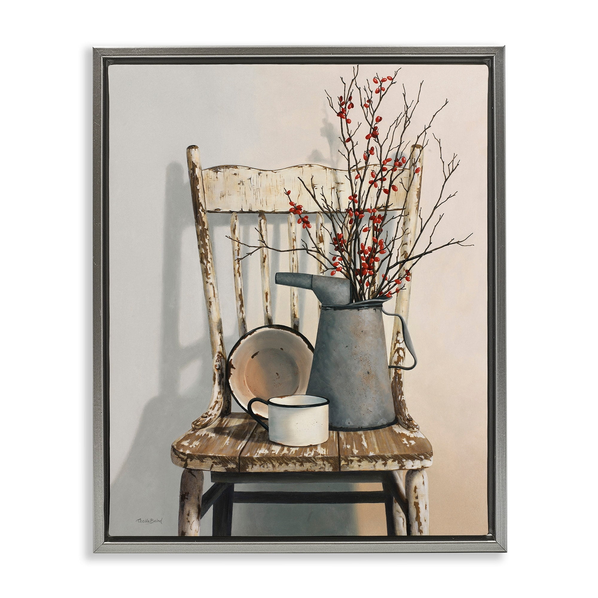 Stupell Industries Vintage Rustic Things Neutral Painting Luster Gray Framed Floating Canvas Wall Art, 16x20, by Cecile Baird