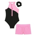 thumbnail image 6 of Alvivi Kids Girls Rhinestones Gymnastics Leotard Ballet Dance Biketard with Shorts Hair Band Set Pink 8, 6 of 7