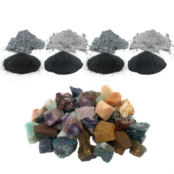 WireJewelry Asia Rock Tumbler Refill Kit - 3 Lbs. of Asia Stone Mix and 2 Batches of 4 Step Abrasive Grit and Polish