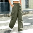 thumbnail image 4 of Bovemsi Hiking Pants Women Fashion Outfits Clothes Green Wide Leg Lightweight Cargo Jogger Trousers With Pockets, Elastic Waist Hiking Pants XXXXL, 4 of 4