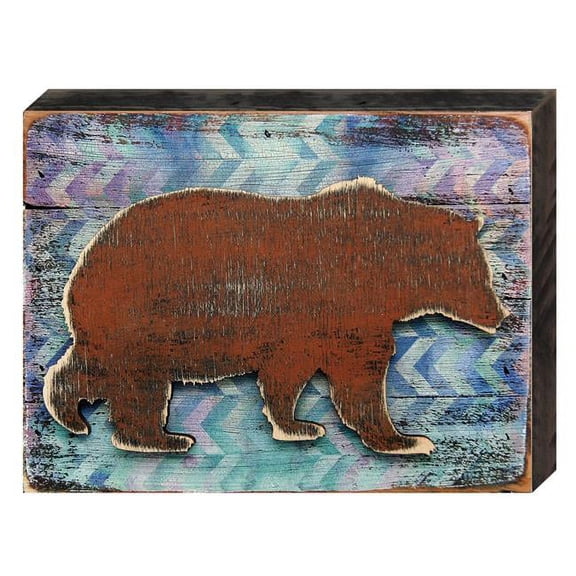 Designocracy 98214-08 Brown Bear Rustic Art on Board Wall Decor, UV Protective Coat