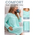 thumbnail image 4 of Casual Nights Women's Fleece Long Sleeve Nightgown, Floral Microfleece Sleepwear with Lace Trim and 3-Button Crew Neck, Dots/Green X-Large, 4 of 6