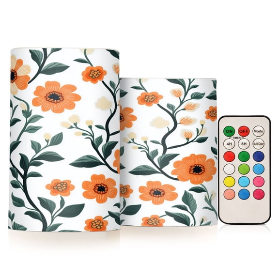 Yayeee Flameless Candles with Remote Flickering Battery Operated Multi Color Changing, Leaves Pattern