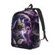 thumbnail image 1 of Disketp Purple Moon Cat print Canvas Backpack Lightweight Travel Daypack Student Rucksack Laptop Backpack-, 1 of 5