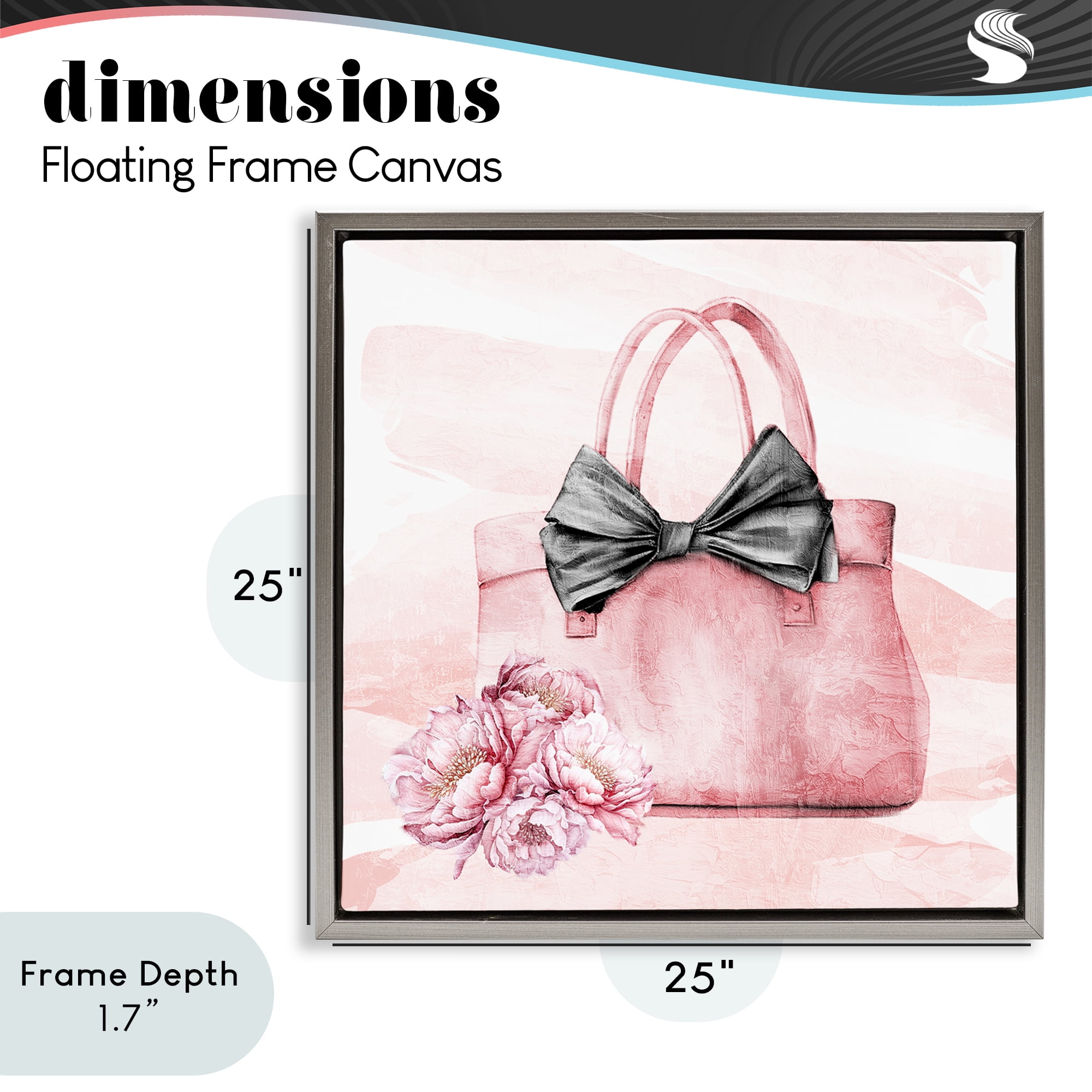 Stupell Industries Glam Time Handbag Gray Framed Floater Canvas Wall Art, design by Kim Allen