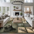 thumbnail image 4 of Wildlife Portraits Washable Area Rug 6x9 Animals Plaid Deer Owl Bear Rustic Brown Pine Cone Low-Profile Large Area Rugs with Non Slip Backing Indoor Floor Carpet for Entrance Living Room Bedroom, 4 of 9