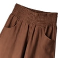 thumbnail image 6 of Miluxas Ladies' Trendy Wide Leg Lantern Pants with Pockets Solid Smoked High Waist Loose Fit Trousers Summer Outfits Boho Beach Wear Coffee, 6 of 8