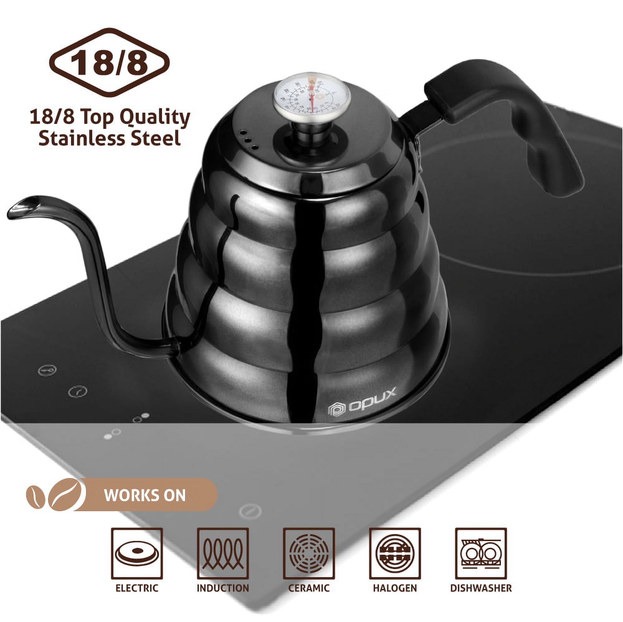 Tea Kettle with Thermometer Pot Black Gooseneck Kettle Teapot Pour Over  Coffee Kettle with Thermometer 40 floz/1200ml Gooseneck Kettle with