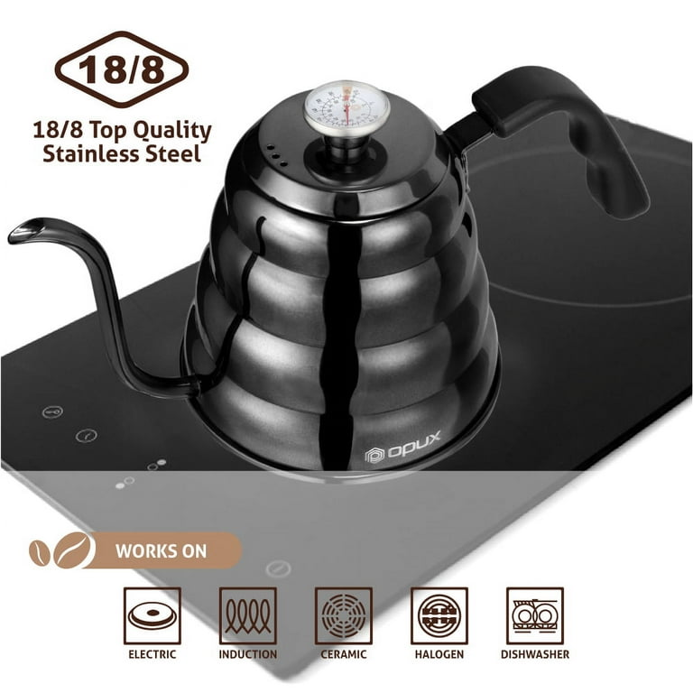 1pc Pour Over Coffee Kettle Gooseneck with Cover, Black Pour Over Coffee  Kettle Stainless Steel, Twine Handle, 600ml/20oz Coffee Kettle(Black)