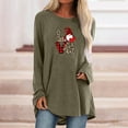 thumbnail image 2 of Pompotops Mode Femme Col Rond Manches Longues Imprimé T-Shirt Blouse Décontractée Hauts Liquidation, 2 of 4