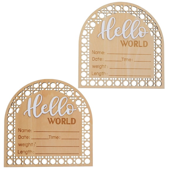 MUSEYA 2Pcs Birth Notice Board Wooden Khaki Creative Shape Home Decor