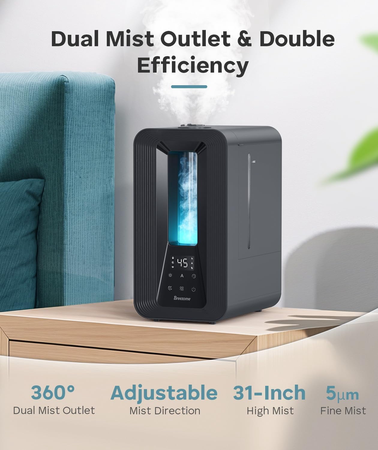 6L Humidifiers for Bedroom, Cool Mist Top Fill Humidifier with Aroma Diffuser, Humidistat, Night Light, 50H Runtime, Quiet Ultrasonic Humidifiers for Home Large Room, Baby Nursery, Plants