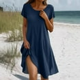 thumbnail image 4 of Strapless Dress, T Shirt Flared Short Sleeve Casual Solid Color V Neck Beach Boho Dresses For Women 2025 Business Dress Gowns And Evening Dresses Wedding Off Dresses Work (M, Dark Blue) ZMTing, 4 of 5