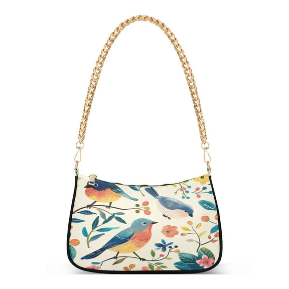 One Shoulder Chain Handbag 7.1x11x2.8in Women's Hobo Handbags Tote Handbags Shoulder Handbags Card Bag Cash Bag Key Bag Flowers and Birds