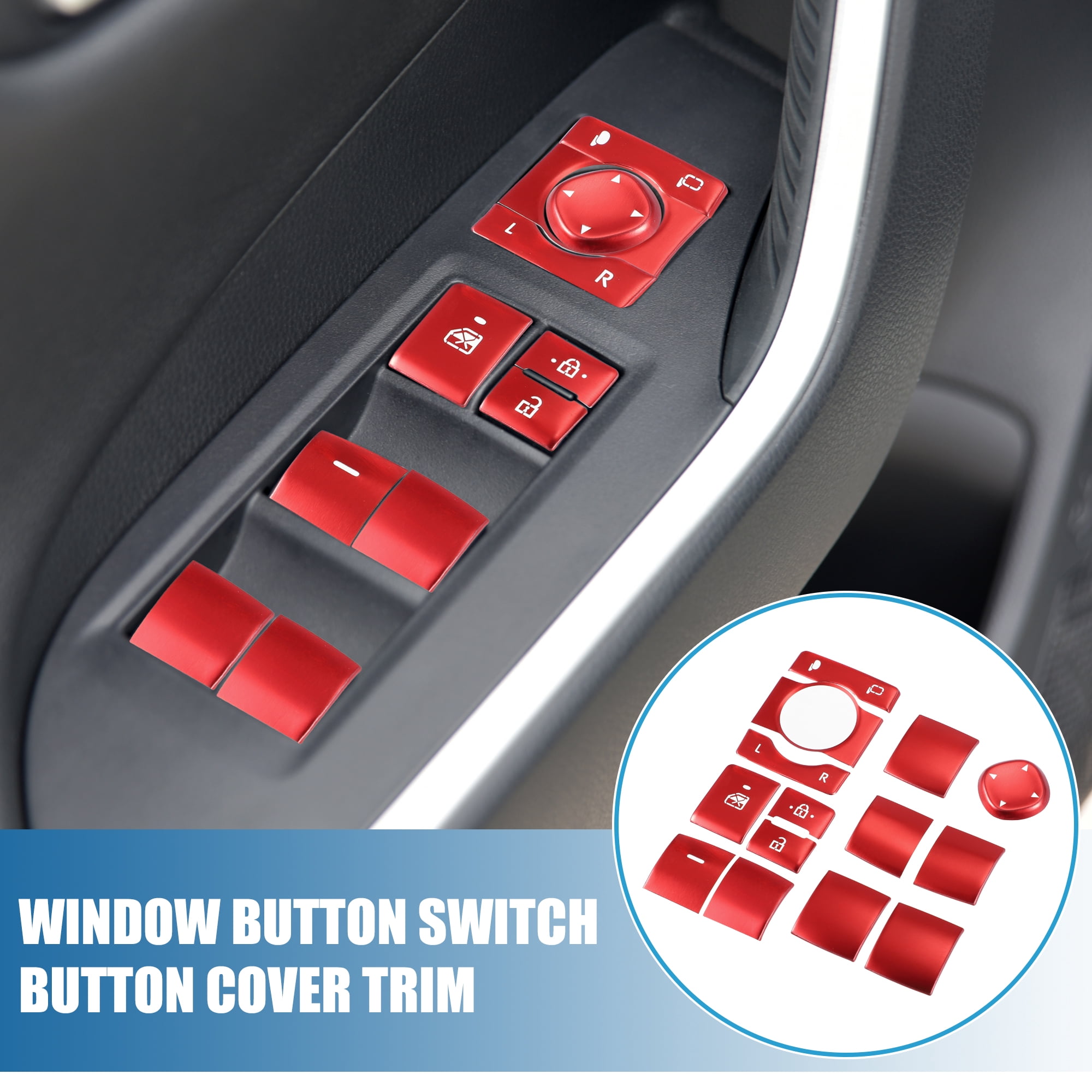 Unique Bargains Window Switch Button Cover for Toyota RAV4 2019-2022 Red