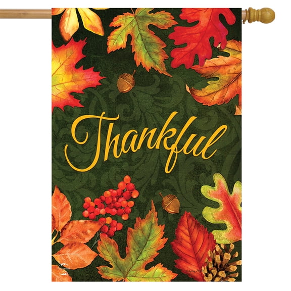 Briarwood Lane Thankful Leaves Autumn House Flag