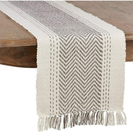 

Modern Kantha Stitch Design 100% Cotton Table Runner 16 x 72 Inch - Grey Table Cover for Everyday Use Dining Room Décor Family Gathering Special Occasion