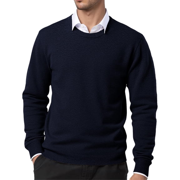 Men's Crewneck Sweaters Long Sleeve Pullover Knit Sweater Lightweight Slim Fit Pullover with Ribbing Edge