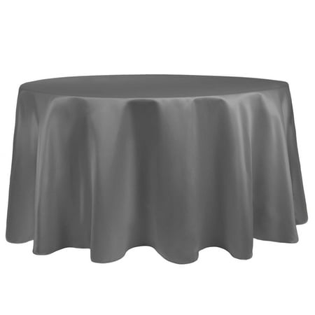 

Ultimate Textile (10 Pack) Satin 126-Inch Round Tablecloth - for Wedding Special Event or Banquet use Pewter Charcoal Grey