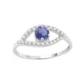 thumbnail image 1 of Sterling Silver with Natural Tanzanite and White Zircon Evil Eye Ring, 1 of 3