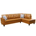 thumbnail image 2 of Hommoo Faux Leather Sectional Sofa, 4-Seat L-Shaped Couch, Modern Indoor Living Room Furniture, Apartment, Office, Ginger(Without Ottoman), 2 of 8