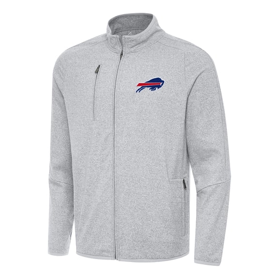 Men's Antigua Heather Gray Buffalo Bills  Hold-Up Tri-Blend Full-Zip Jacket