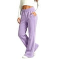 thumbnail image 2 of Auroural Girls Pants Size 7-8 Kids Flare Sweatpants Elastic High Waist Soft Casual Trousers Side Pockets Daily Wear Pants, 2 of 9