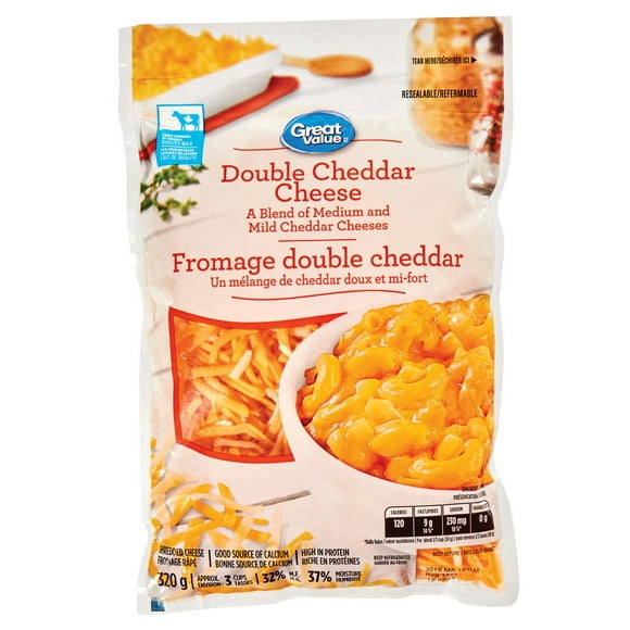 Great Value Shredded Double Cheddar Cheese, 320 g