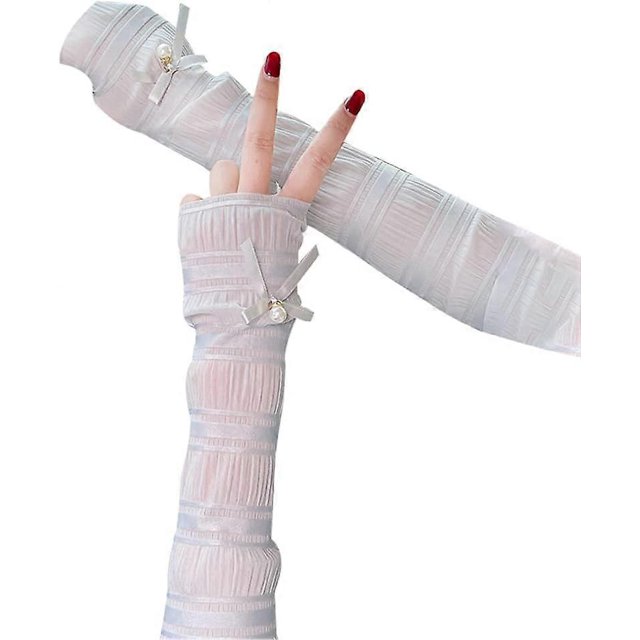 Guantes largos de encaje KAIYANG Protección UV para el sol de verano para mujer Color gris claro