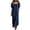 Navy, variant on Women’s Ruffle Neck Short Sleeve Maxi Dress, Loose Fit Off-Shoulder Beach Vacation Dress with Pockets, 1 Piece, Sizes S Through XXL
