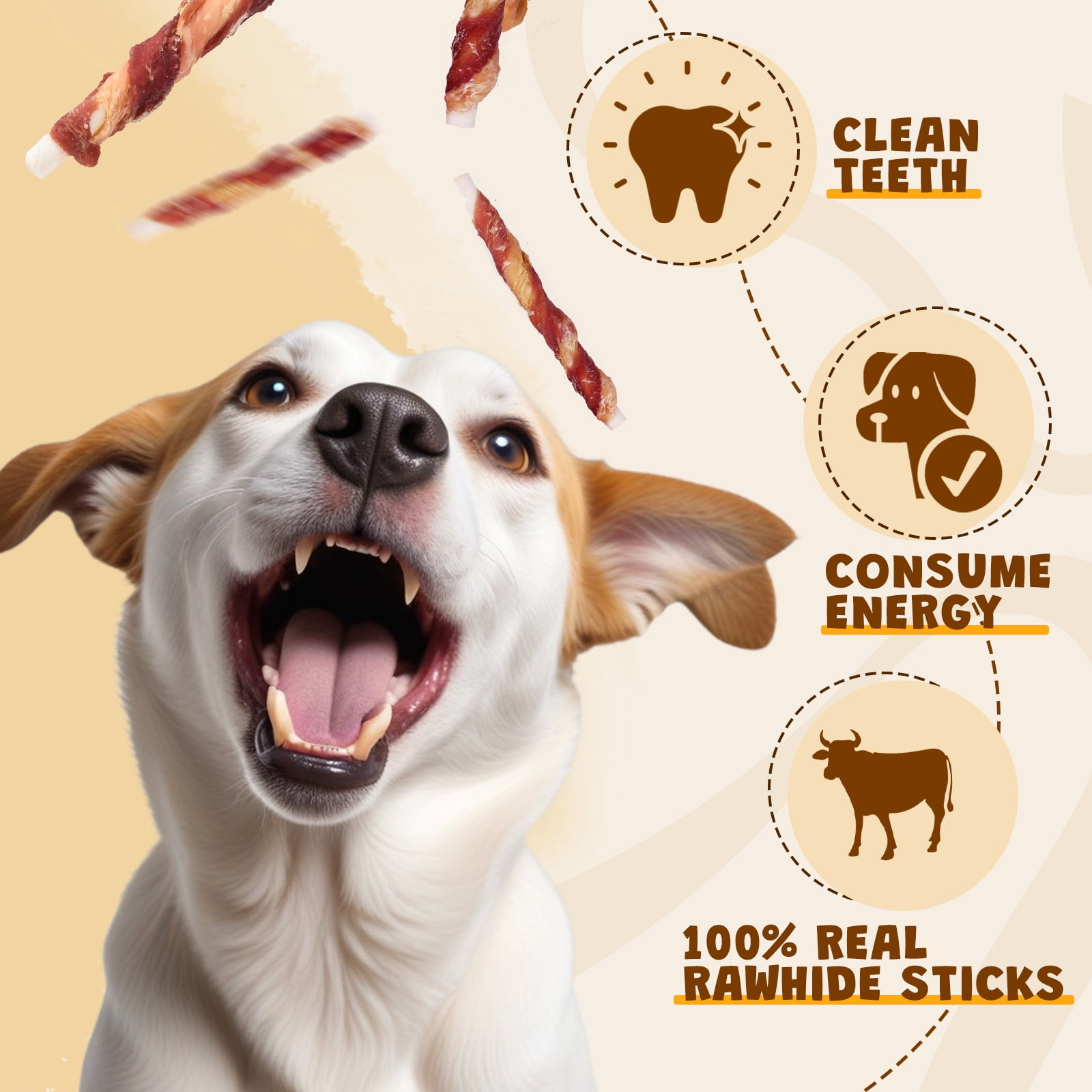 (2 pack) ASMPET Rawhide Dog Chew, Natural Chicken and Duck Wrap Long-Lasting Treat for Dog, 11 oz.