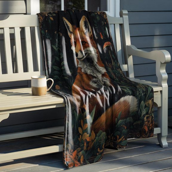 Fox : Cottagecore Nature Flannel Blanket