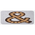 thumbnail image 1 of Symbol Kitchen Mat, Abstract Design Modern Ampersand Item on Brick Wall Punctuation Marks, Plush Decorative Kitchen Mat with Non Slip Backing, 47" X 19", Coconut Orange and Brown, by Ambesonne, 1 of 1