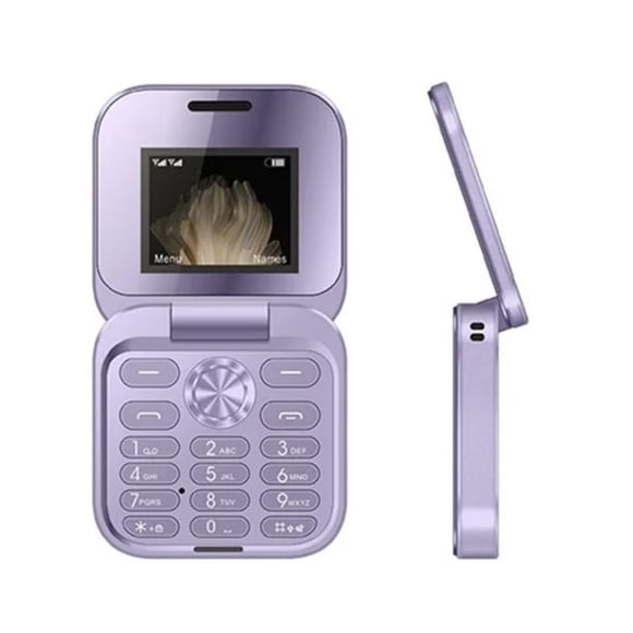 Refurbished Yiokii V7F9 Mini Unlocked Dual SlM Card Flip Cellphone, Purple