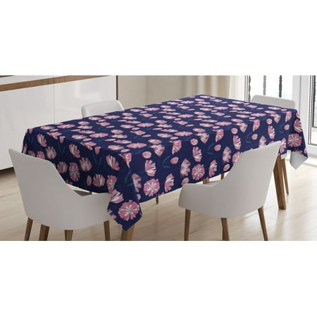 

Floral Tablecloth Blooming Garden Art Pink Toned Poppy Flowers on Dark Colored Background Pattern Rectangular Table Cover for Dining Room Kitchen 60 X 84 Inches Multicolor by Ambesonne
