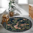 thumbnail image 3 of Black Flowers Round Area Rug 3Ft Washable Small Circle Rugs for Kitchen Entryway, Spring Floral Elegant Pastoral Vintage Non-Slip Carpet Floor Mats Indoor Outdoor Carpet Runner Aesthetic Home Decor, 3 of 8