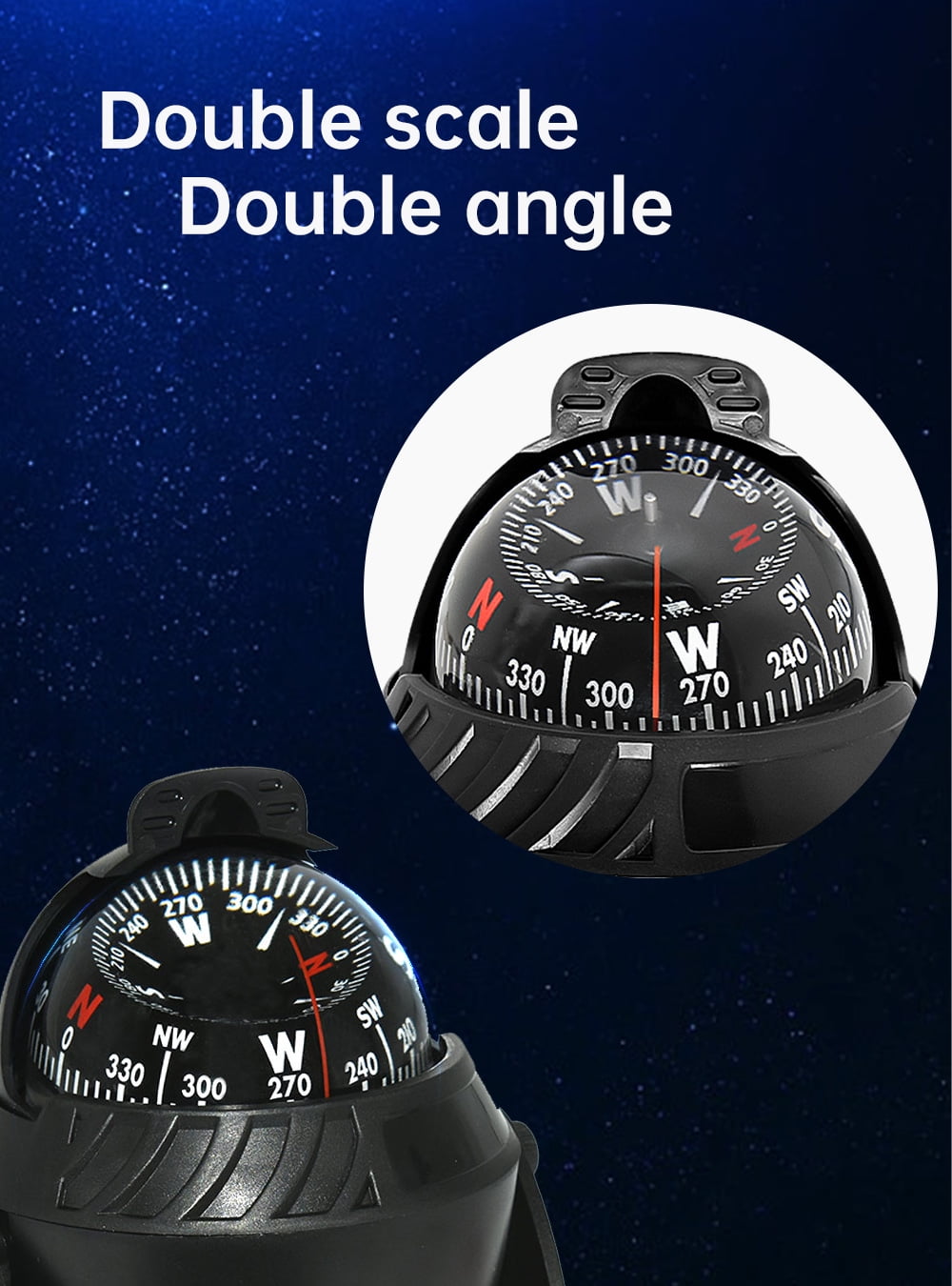 RAPOBRIX Electronic Navigation Compass Pivot Compass For Marine Marines Camping Gear With Magnetic Deflection Angle Adjustment, Used In Cars And Ships
