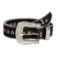 thumbnail image 1 of Cinturón con hebilla de pasador y diamantes de imitación, estilo vaquero y vaquero, con ojales. Negro, 1 of 9
