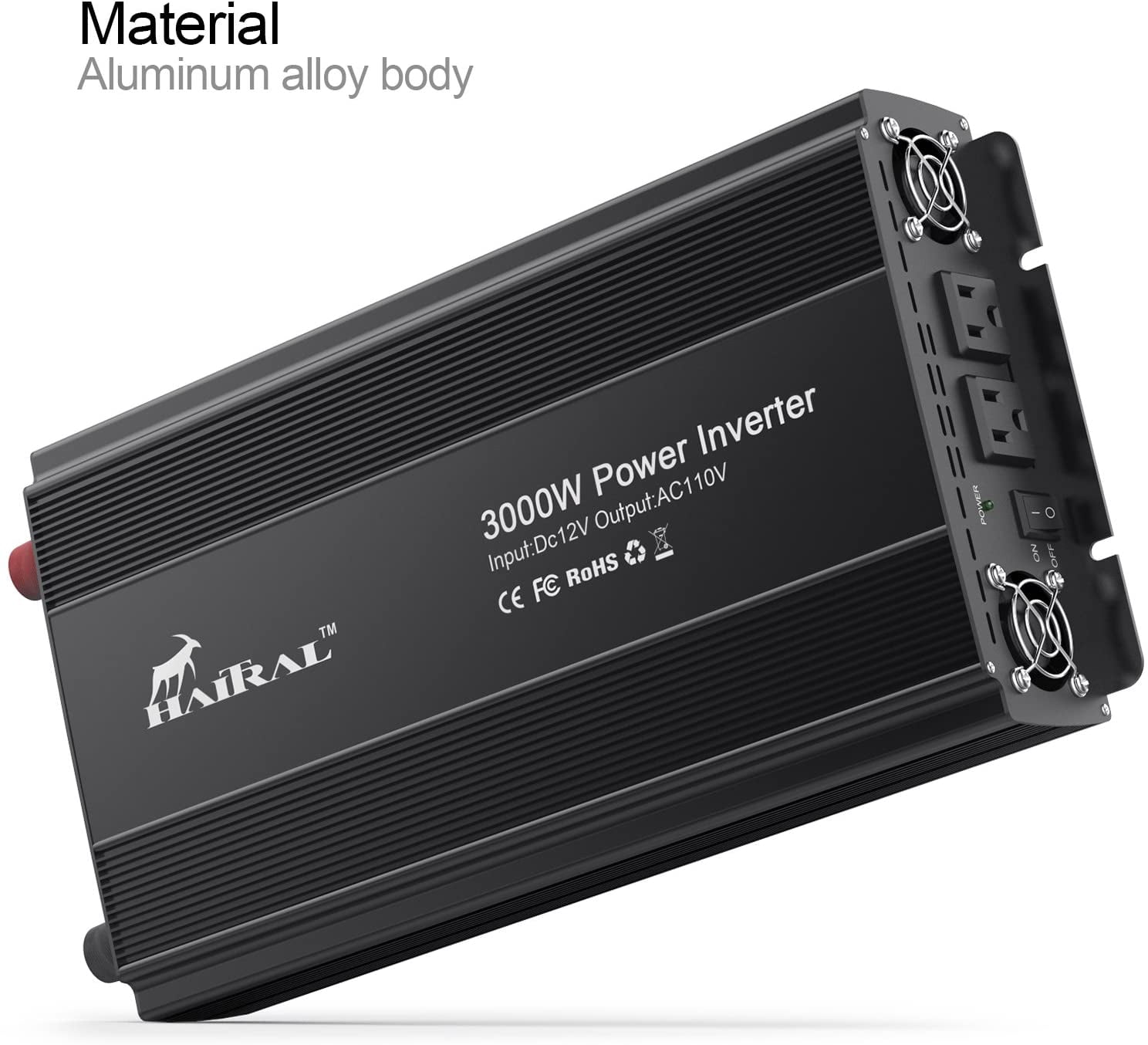Power Inverter 3000W Modified Sine Wave Inverter 3000 Watt 12 Volt DC to 110 Volt AC Converter with Three Intelligent Temperature Control Fans
