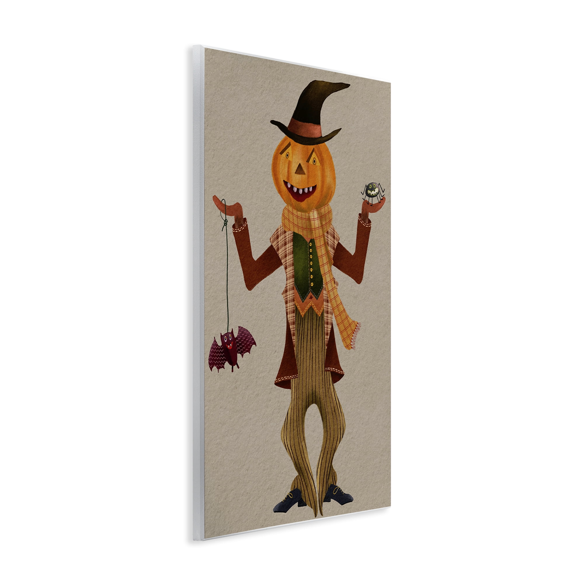 Stupell Industries Halloween Scarecrow & Bat Holiday Painting Unframed Art Print Wall Art, 13 x 19