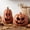 Dark Orange, variant on 2-Pack Halloween Terracotta Pumpkin Decoration, Resin Handmade Clay Jack-O-Lantern Tealight Holder, Rustic Farmhouse Fall Tabletop Ornament Fall Decor Halloween Decoration, Black