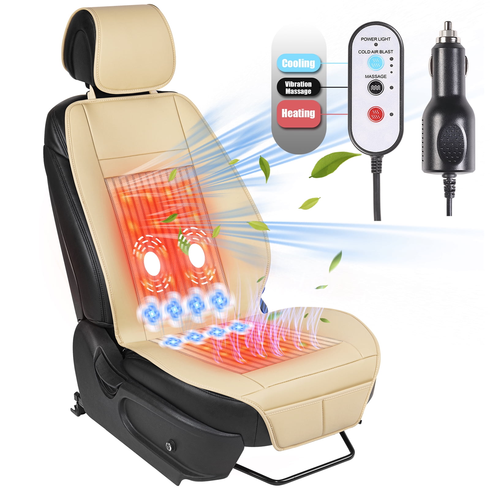 Paffenery Luxury Cooling and Heated Car Seat Cover, Ventilated Cooling Car Seat Warmer Cushion